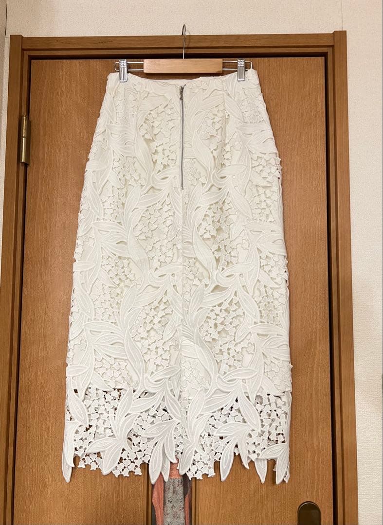 【美品】セルフォード レース ロングスカート 白 38