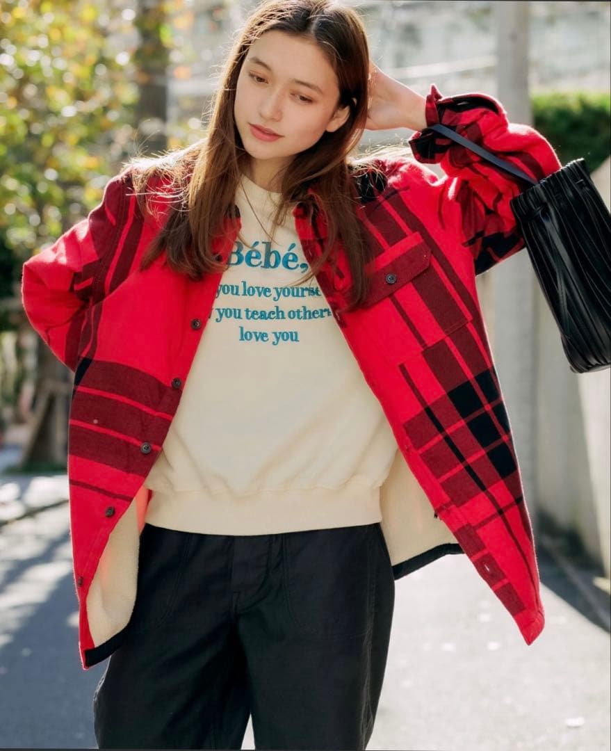 THE NORTH FACE レッド/ブラック チェック柄 フリースジャケット