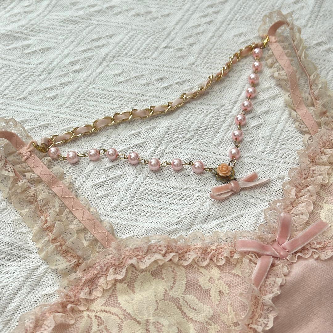 【LIZLISA】未使用品 レースキャミソールネックレス付き 夏