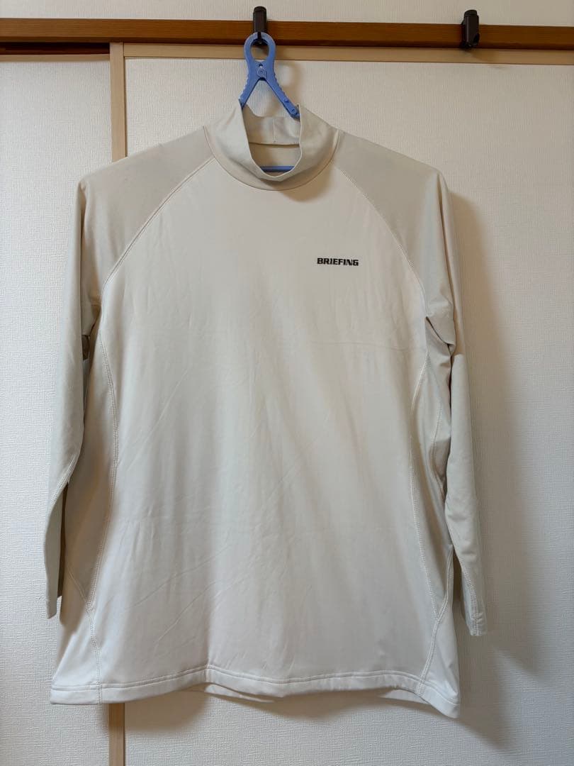 ブリーフィング　長袖モックネックシャツ　ホワイト XL メンズゴルフ