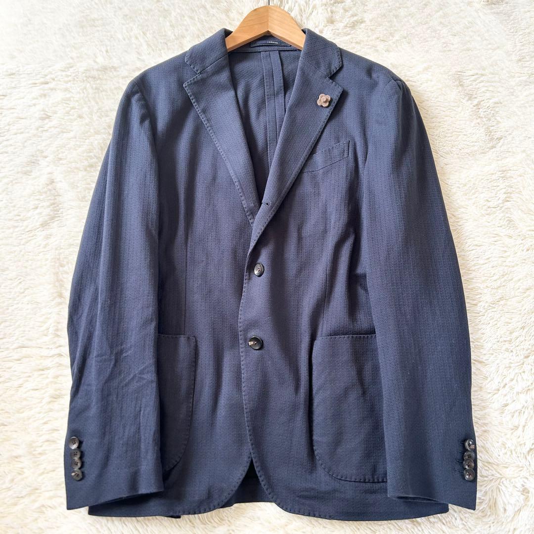LARDINI テーラード アンコンジャケット ネイビー コットン イタリア製