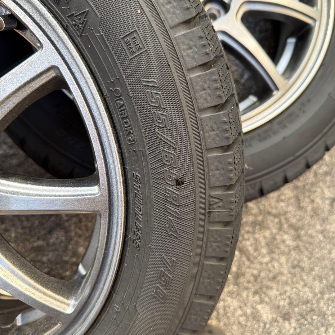 155/80R14 スタッドレスタイヤ 5スポークホイール　グッドイヤー