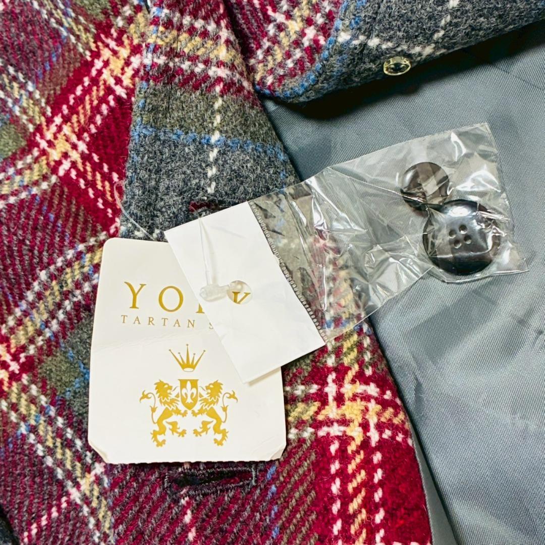 新品 Yorkland ウール100%タータンチェックジャケット M 上品 万能