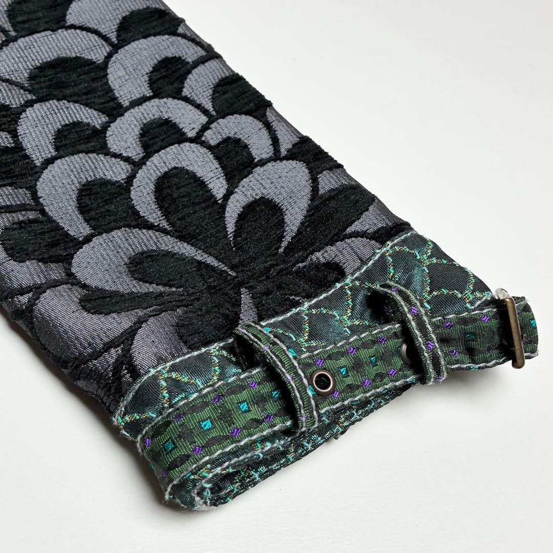【美品】デシグアル/総柄刺繍スタンドカラーコート/異素材切り替え/ダブルジップ