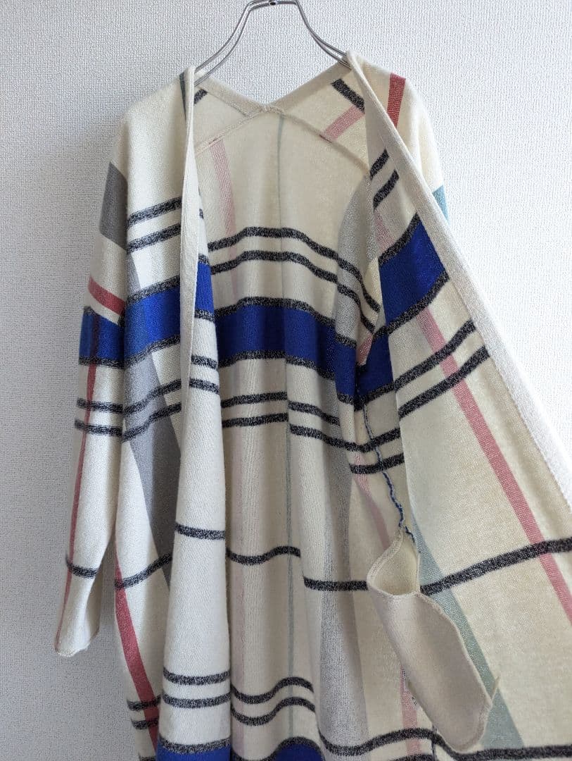 【良品】Macphee チェック柄　カシミヤ混　ウールロングカーディガン