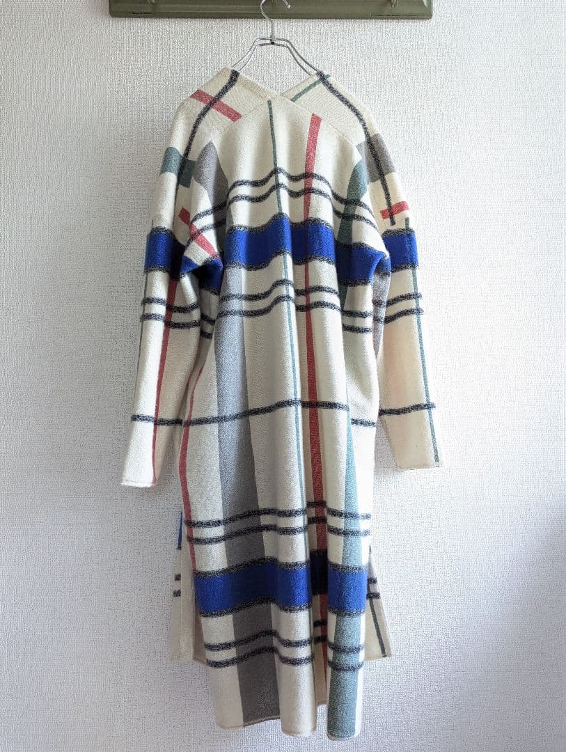 【良品】Macphee チェック柄　カシミヤ混　ウールロングカーディガン