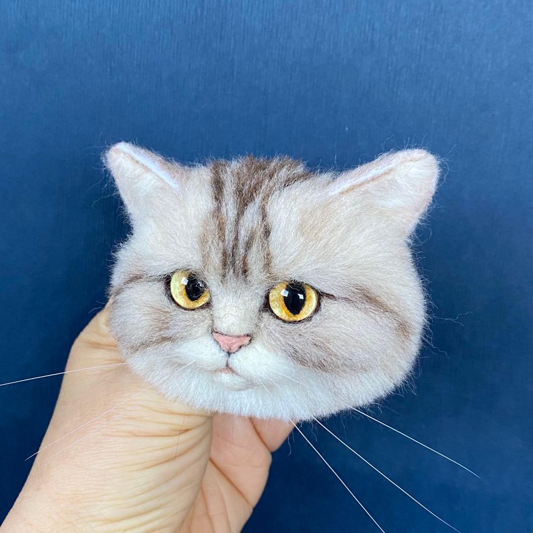 【今月の推し猫】羊毛フェルトブローチ リアル可愛いアメリカンショートヘアー