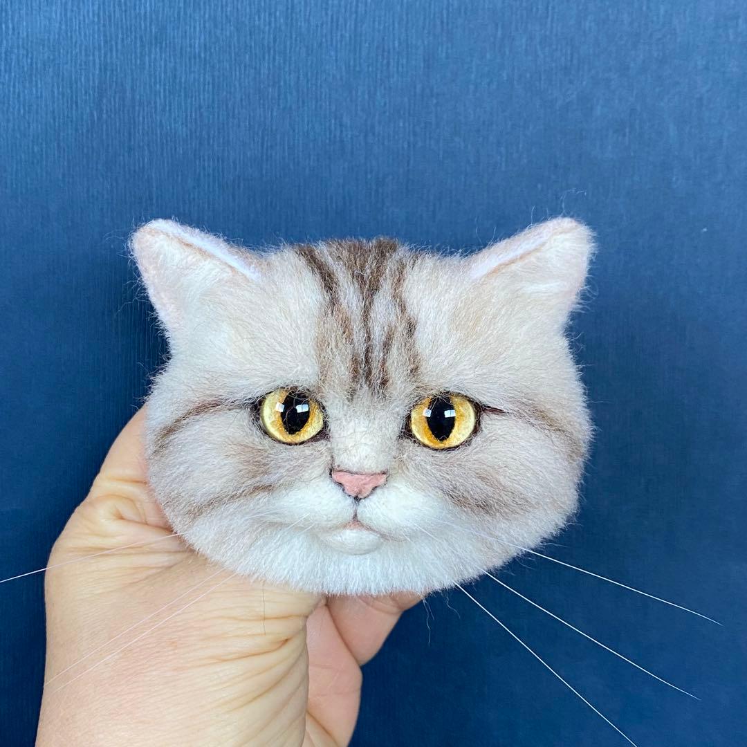 【今月の推し猫】羊毛フェルトブローチ リアル可愛いアメリカンショートヘアー