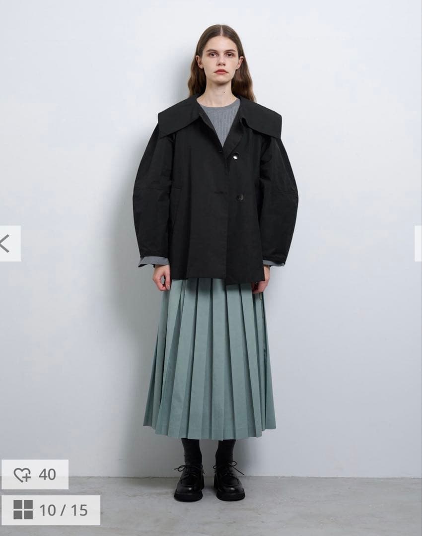 LANVIN en Bleuビッグカラーライトタフタミドルコート金子綾