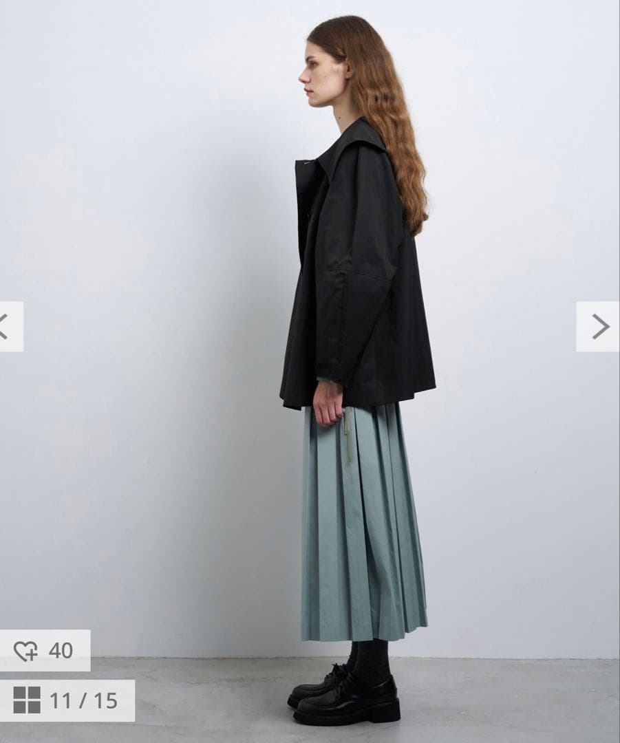 LANVIN en Bleuビッグカラーライトタフタミドルコート金子綾