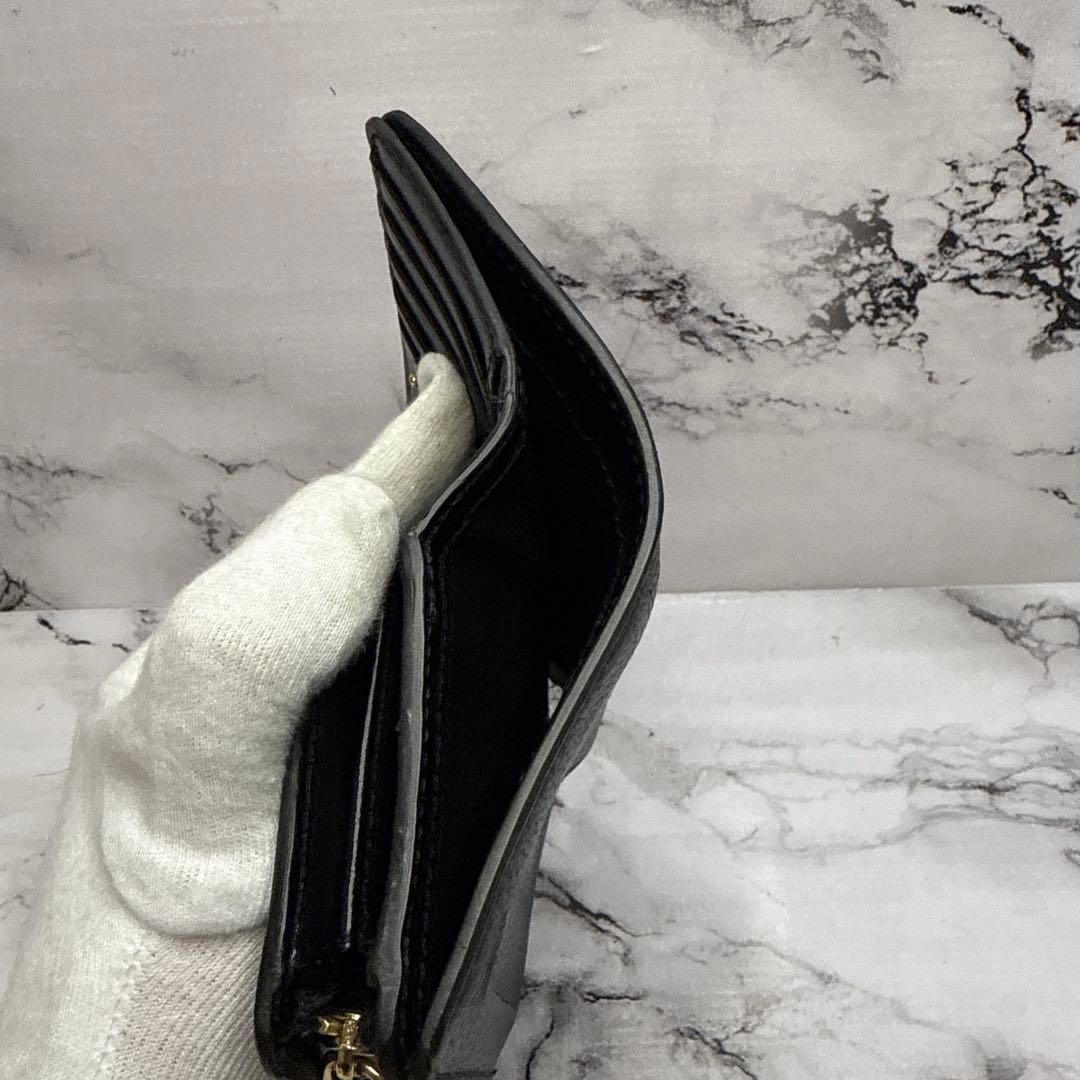(美品)大人気、マークジェイコブス、折財布、L字ジップ、オールレザー、シボ革、黒