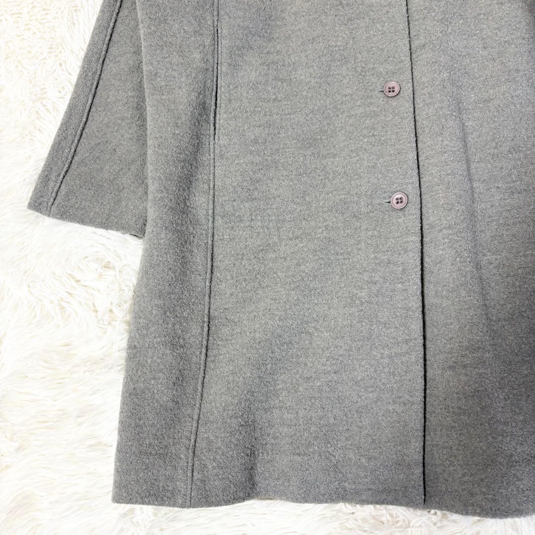 エヴァムエヴァ evam eva L プレスウールロングコート ノーカラーコート