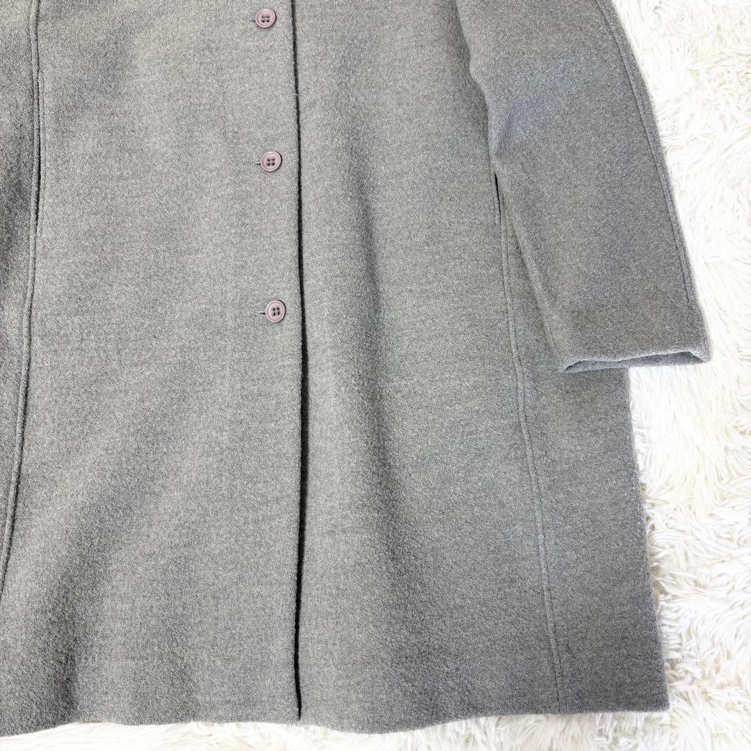 エヴァムエヴァ evam eva L プレスウールロングコート ノーカラーコート