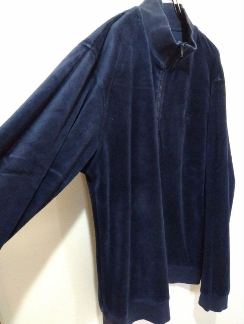 ステューシー　ベロア　刺繍ロゴ　stussy　ハーフジップ　プルオーバー