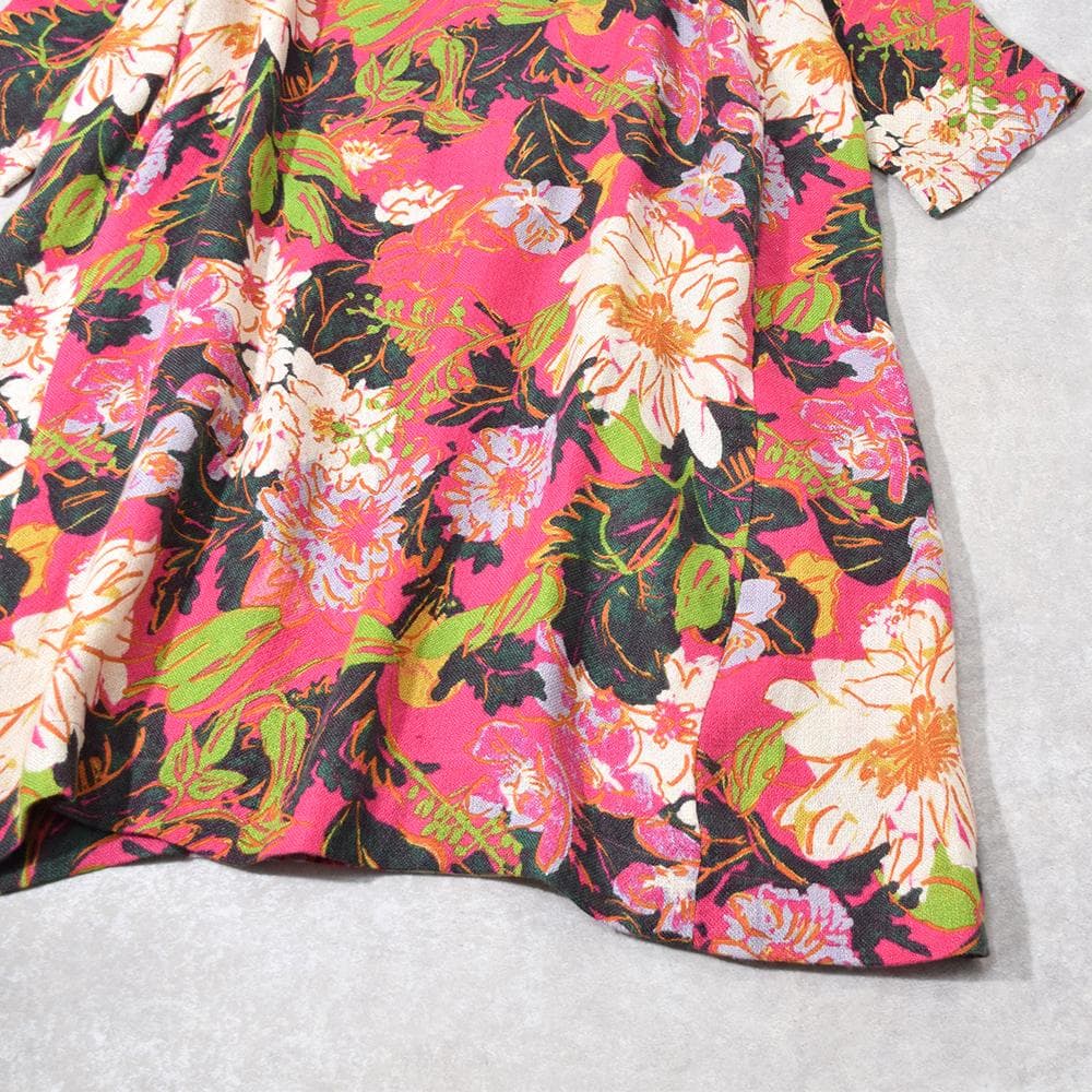 45R コットン リネン 二重織 フラワー 馬比古 DRESS ワンピース 花柄