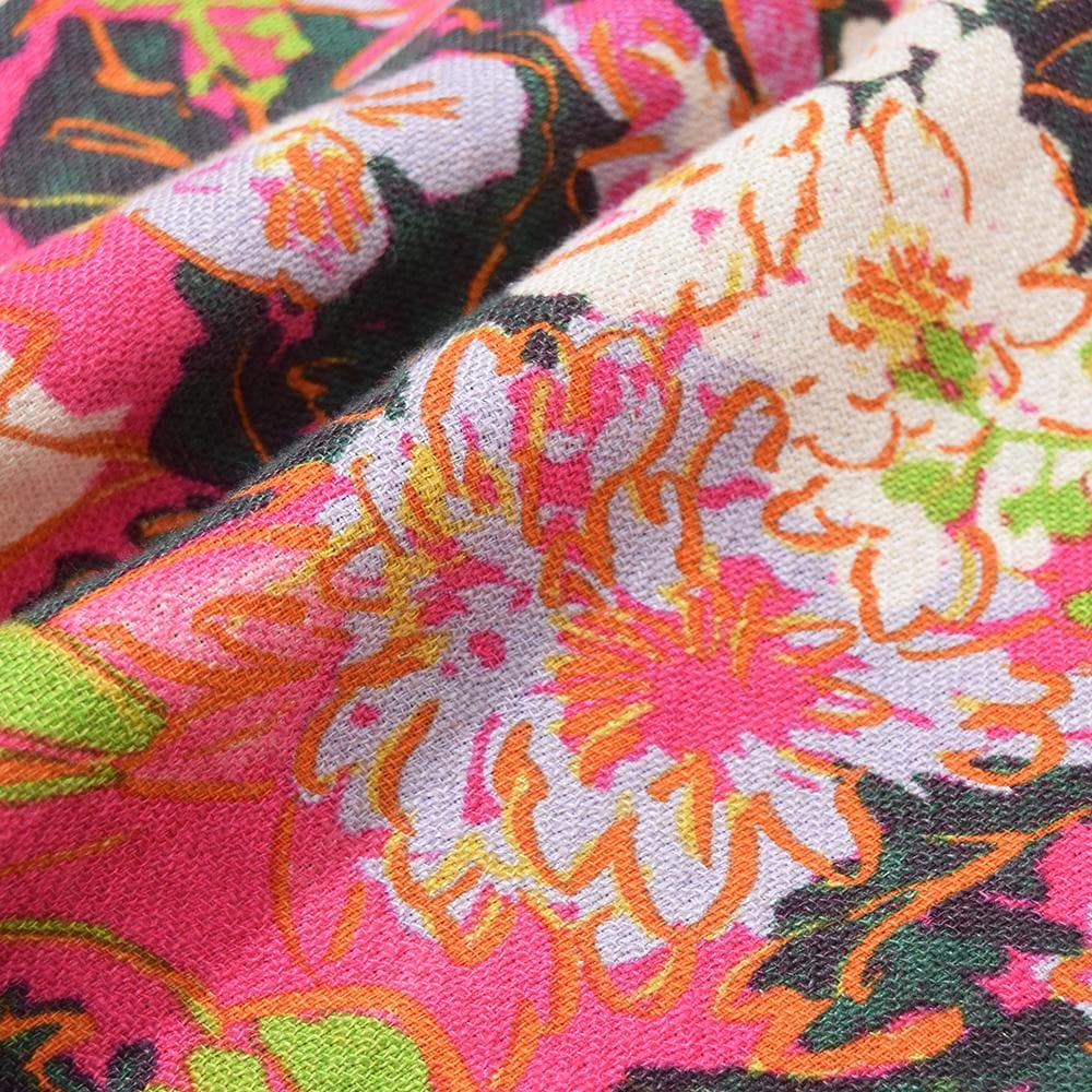 45R コットン リネン 二重織 フラワー 馬比古 DRESS ワンピース 花柄