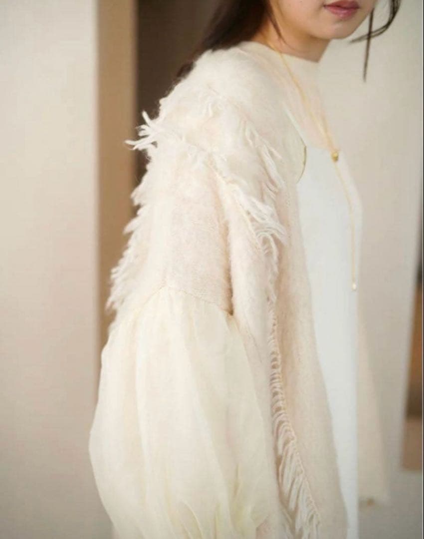 【完売品】nuyuh tulle knit cardigan (ivory)