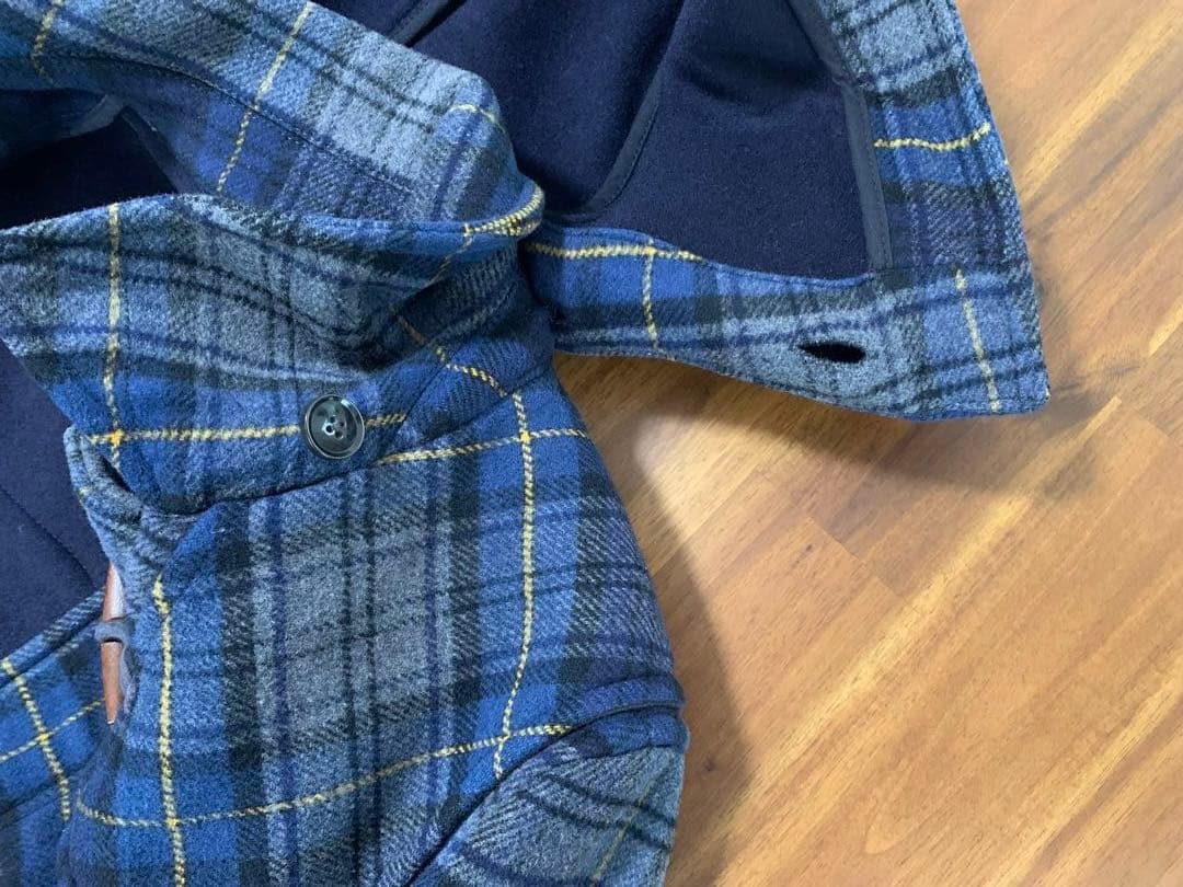   ネイビー・グレー チェック ダッフルコート