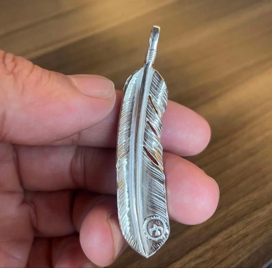 上金 右 特大フェザー ネックレス トップ ハート ハンドメイド ノーブランド