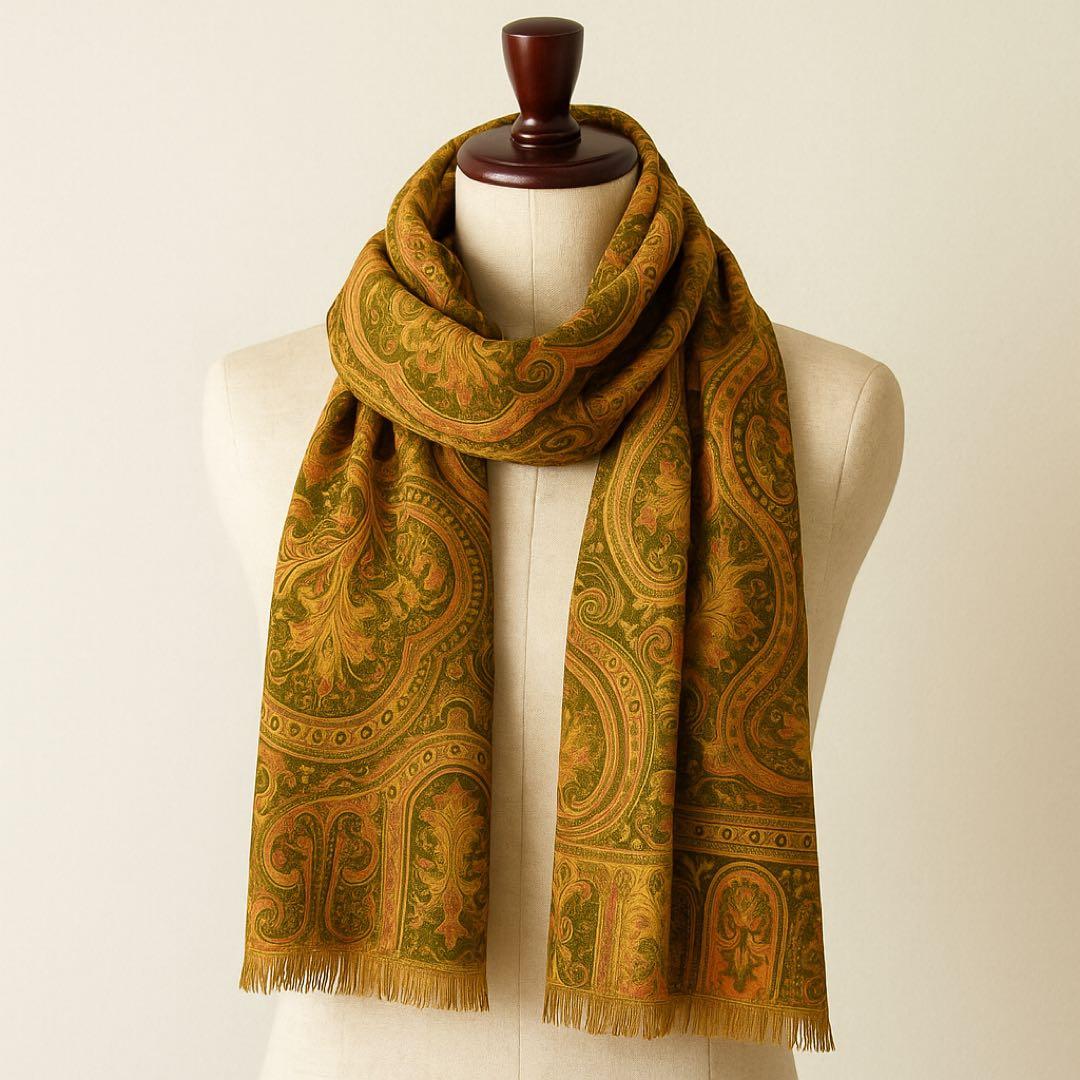 ETRO 大判ストール 上品ペイズリー ウールシルク