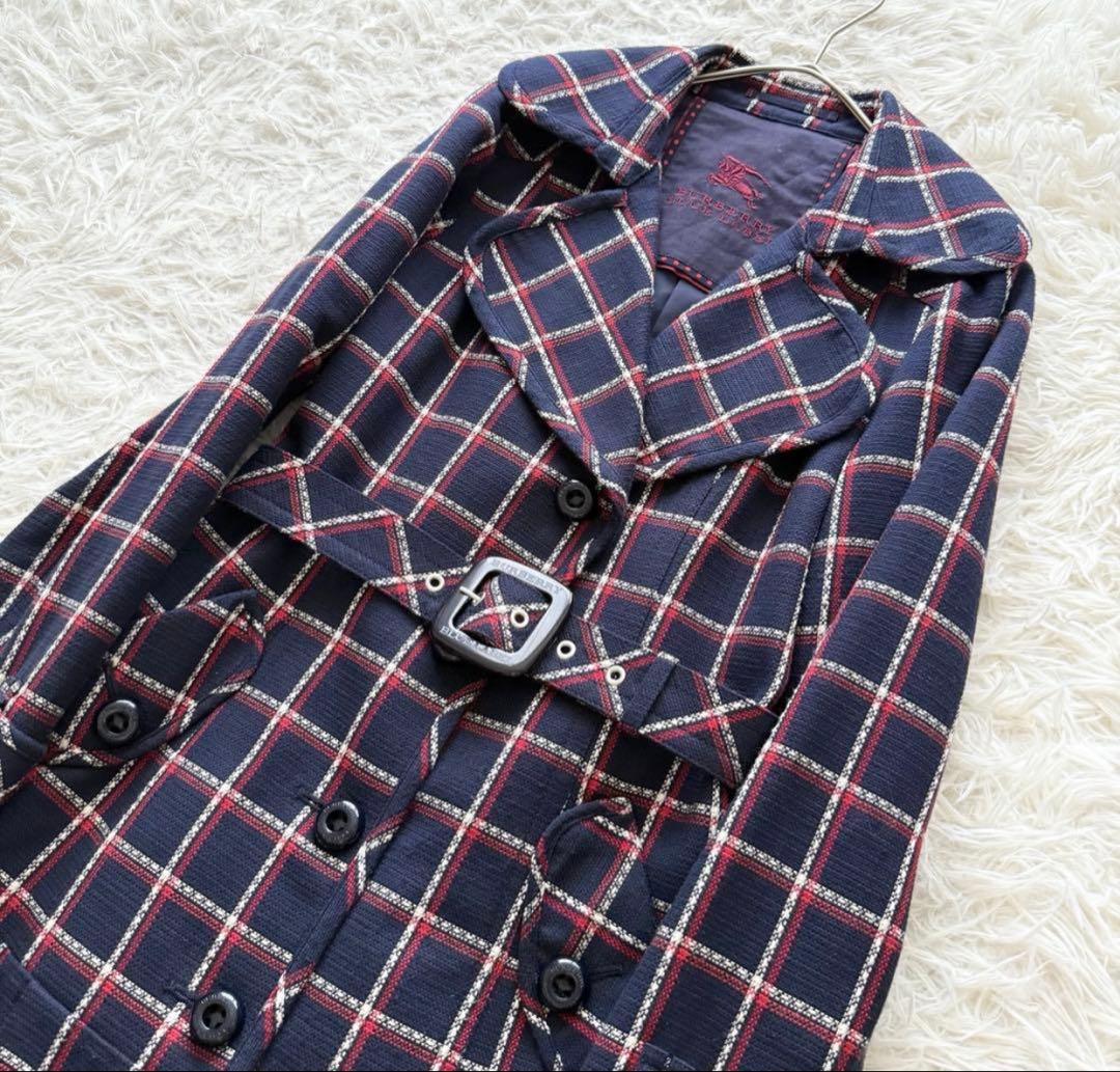 極美品BURBERRY BLUE LABEL チェック ロングコート ベルト付