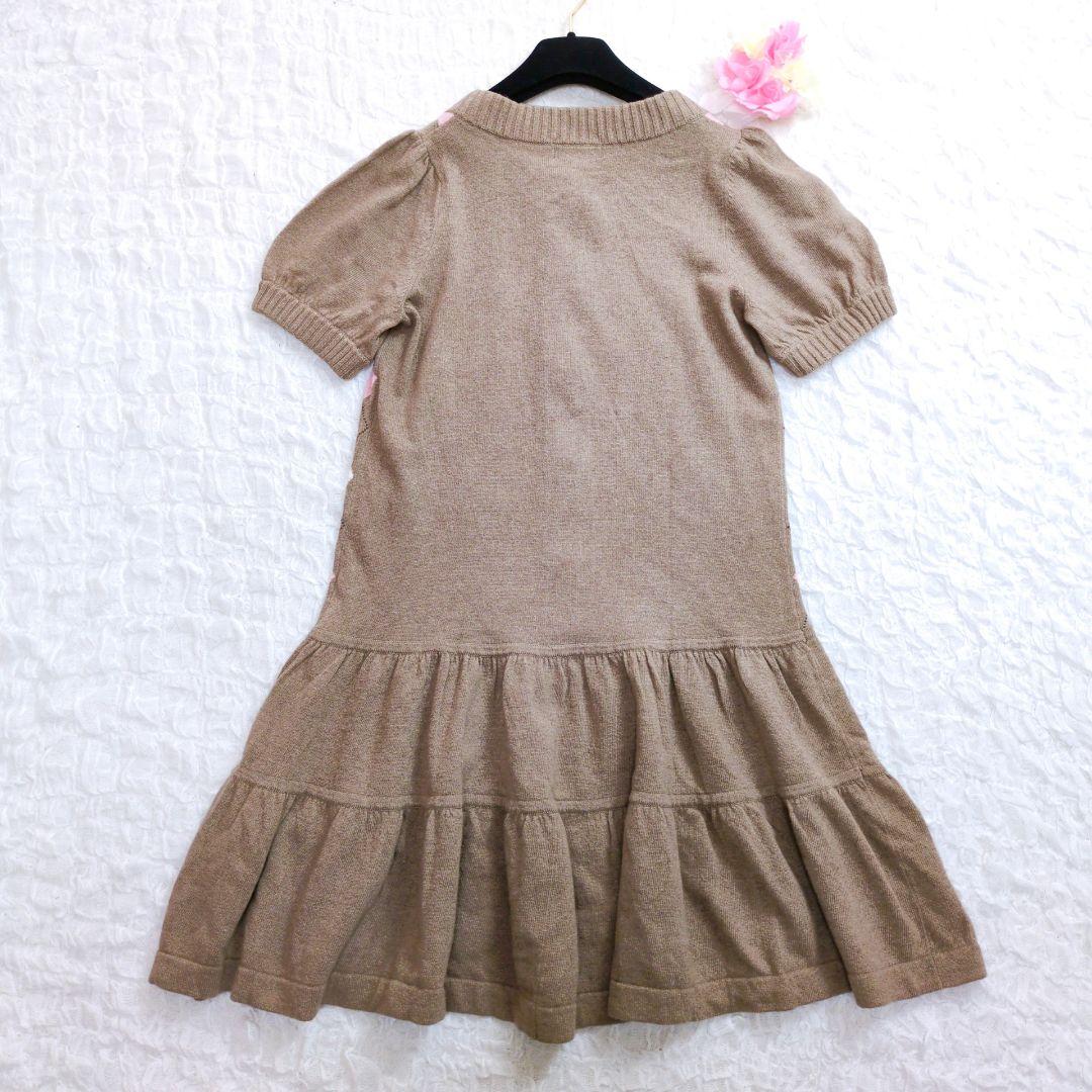 BURBERRY BLUE LABAL　アーガイル柄カシミヤ混ひざ丈ワンピース