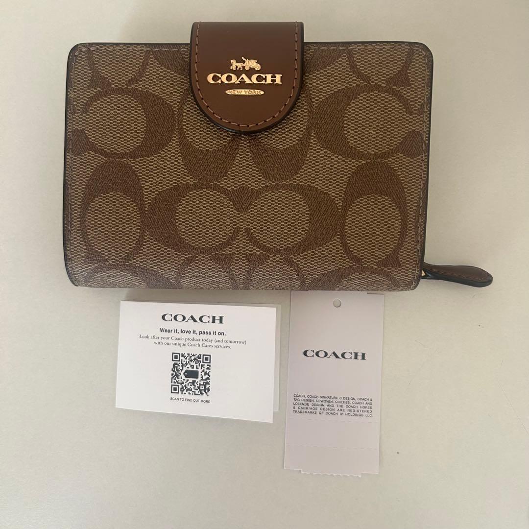 COACH 二つ折り財布 ベージュ