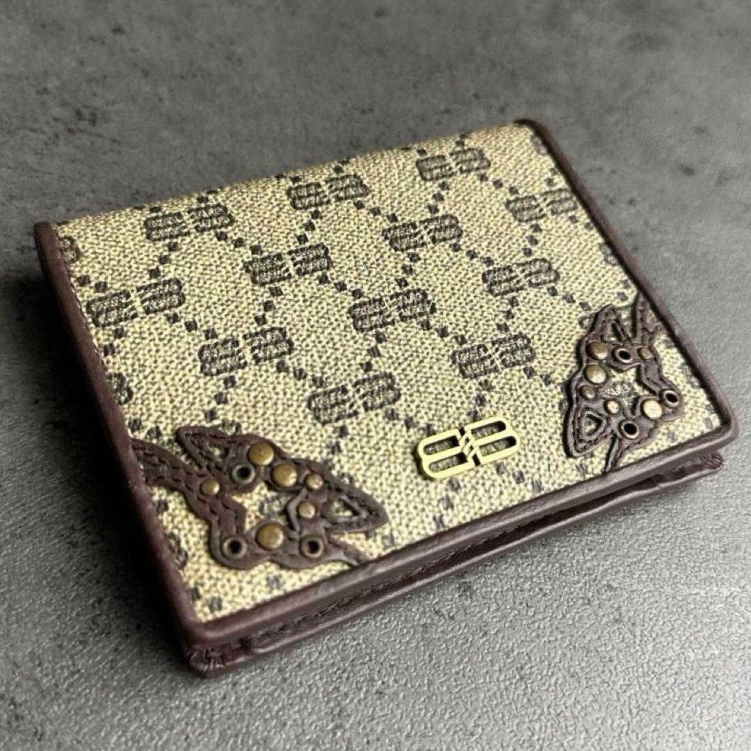 超希少✨BALENCIAGA BBモノグラム　スタッズ　二つ折財布