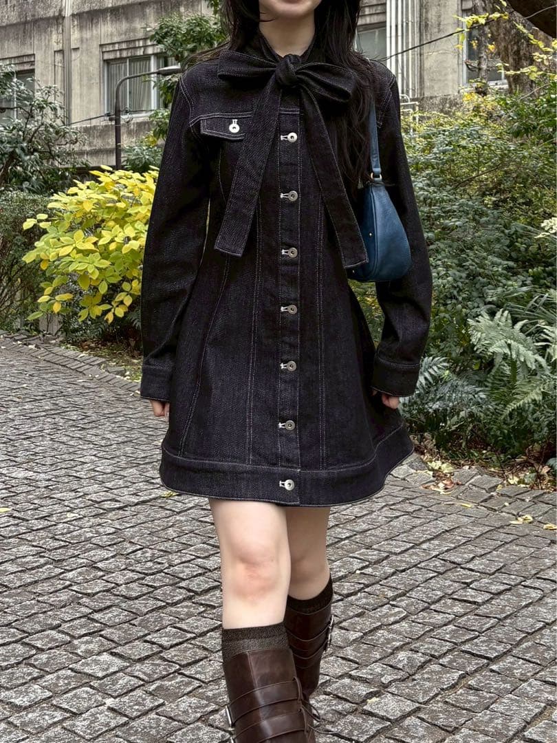 LILY BROWN（リリー ブラウン）ボウタイデニムミニワンピース 新品