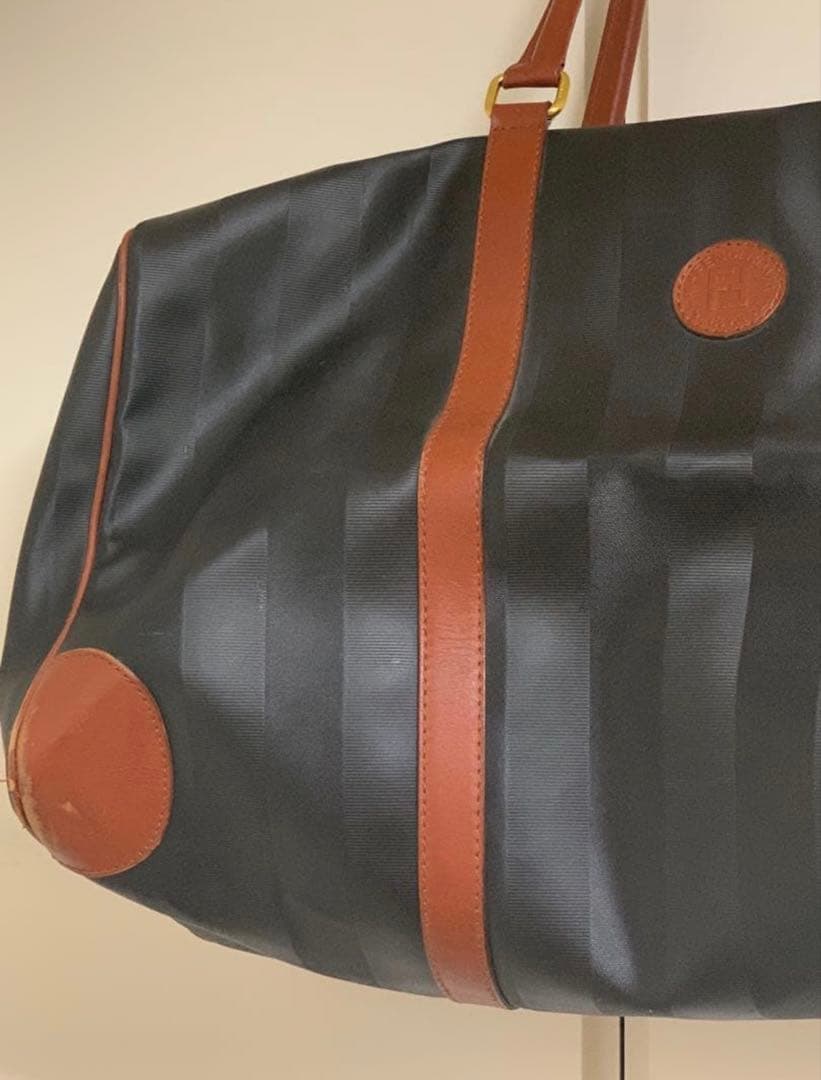 FENDI ストライプデザイン ボストンバッグ