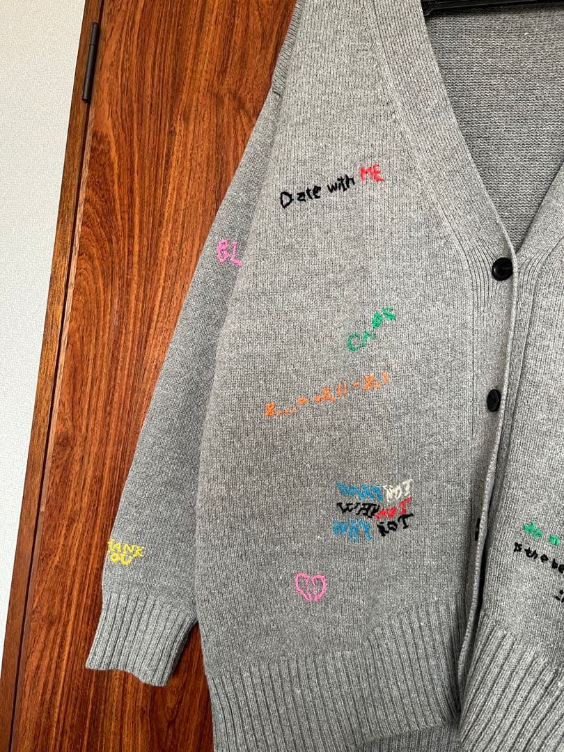 美品　MAISON SPECIALライフワードエンブロイダリーニットカーディガン