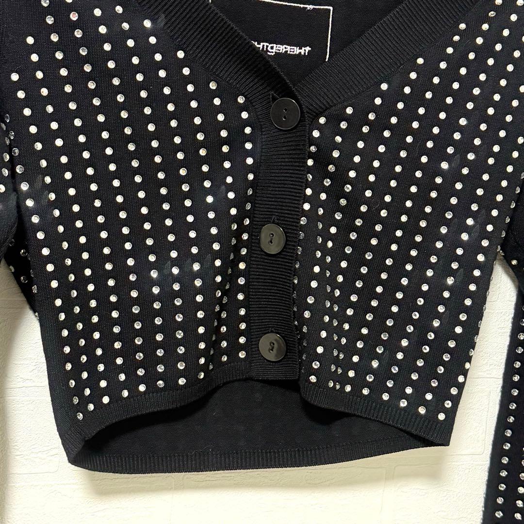 美品 ザレッドスレッド rhinestone cardigan cropped
