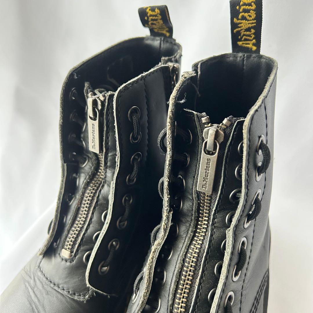 Dr. Martens UK4 ブラック フロントジップ ワークブーツ
