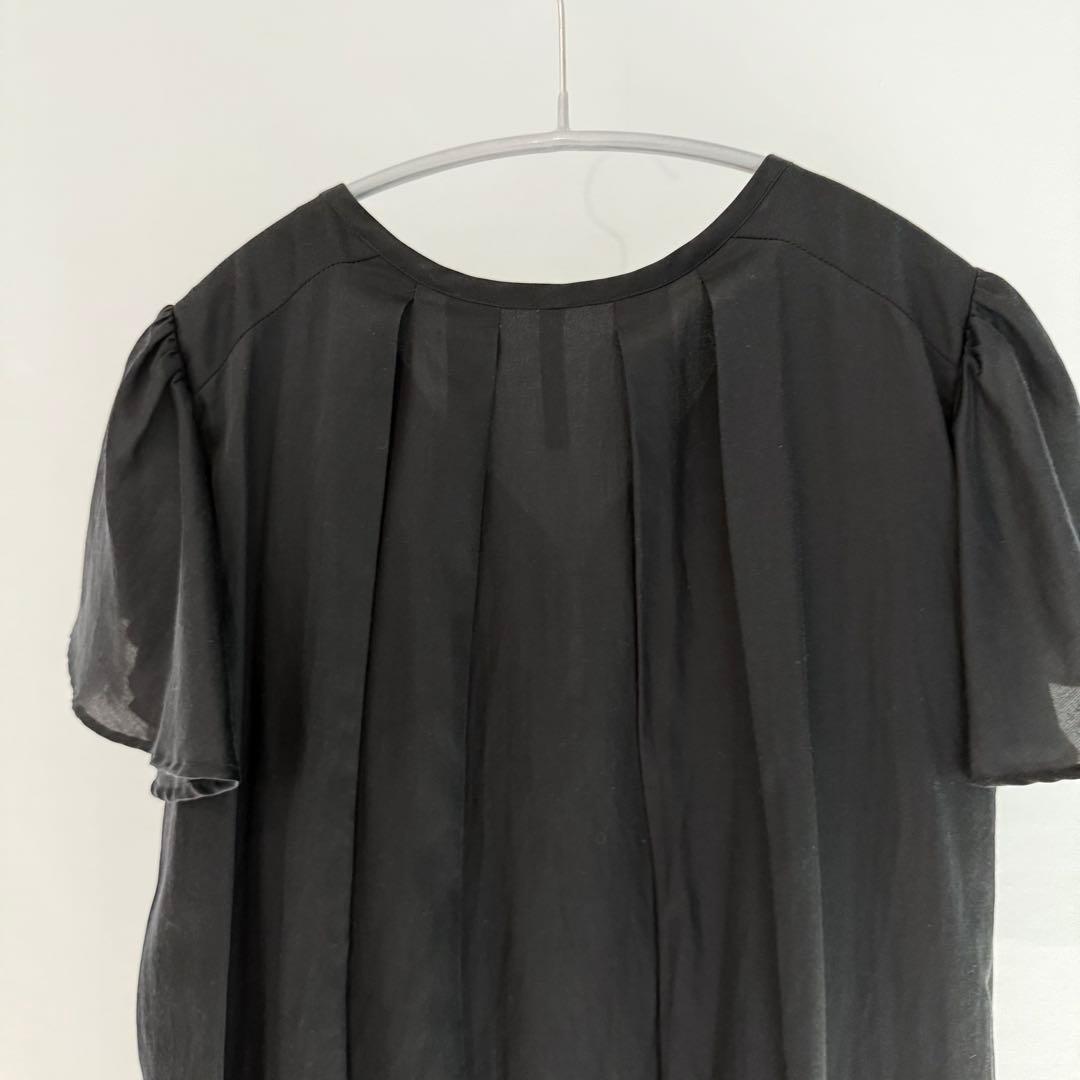 【うぽぽ】【極美品】フラボア シルク混ワンピース 2枚重ね 黒