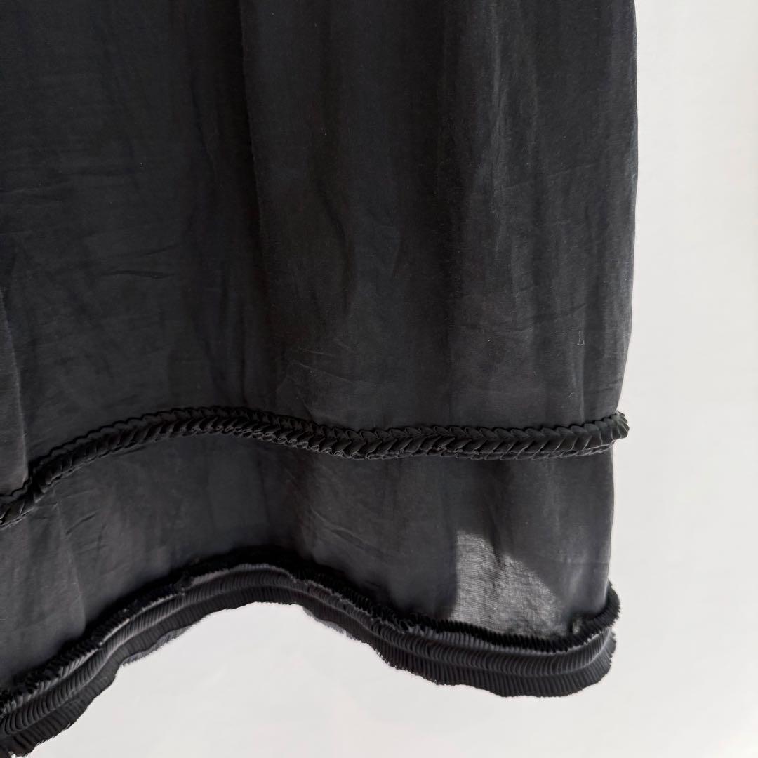 【うぽぽ】【極美品】フラボア シルク混ワンピース 2枚重ね 黒