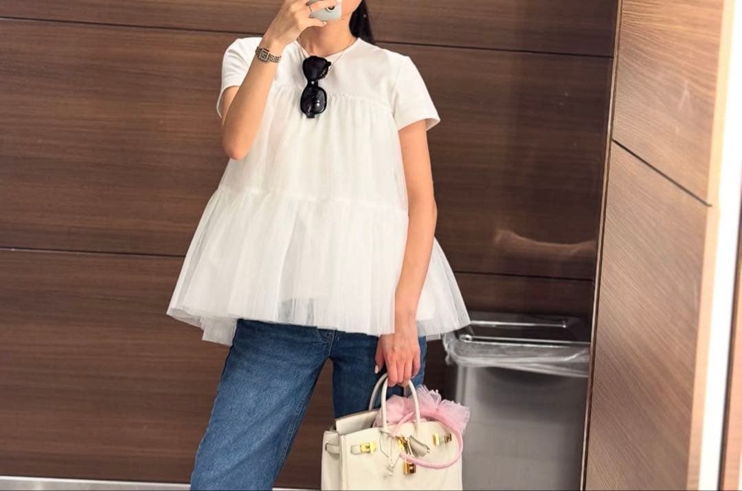 2025ss【新品】ツルバイマリコオイカワ チュールブラウス フリルTシャツ