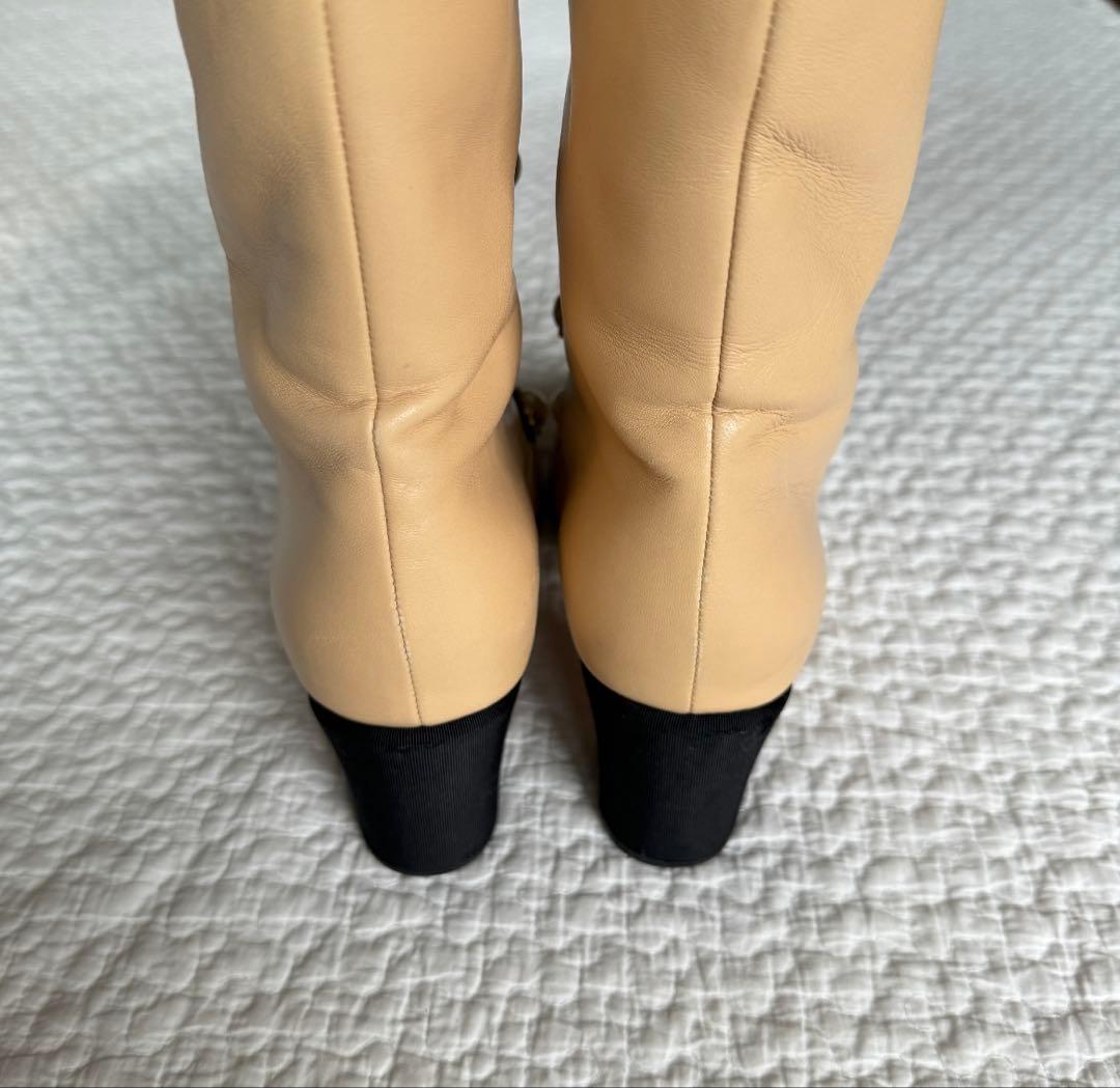 美品 シャネル ココマーク パールロングブーツ 黒 ベージュ24cm
