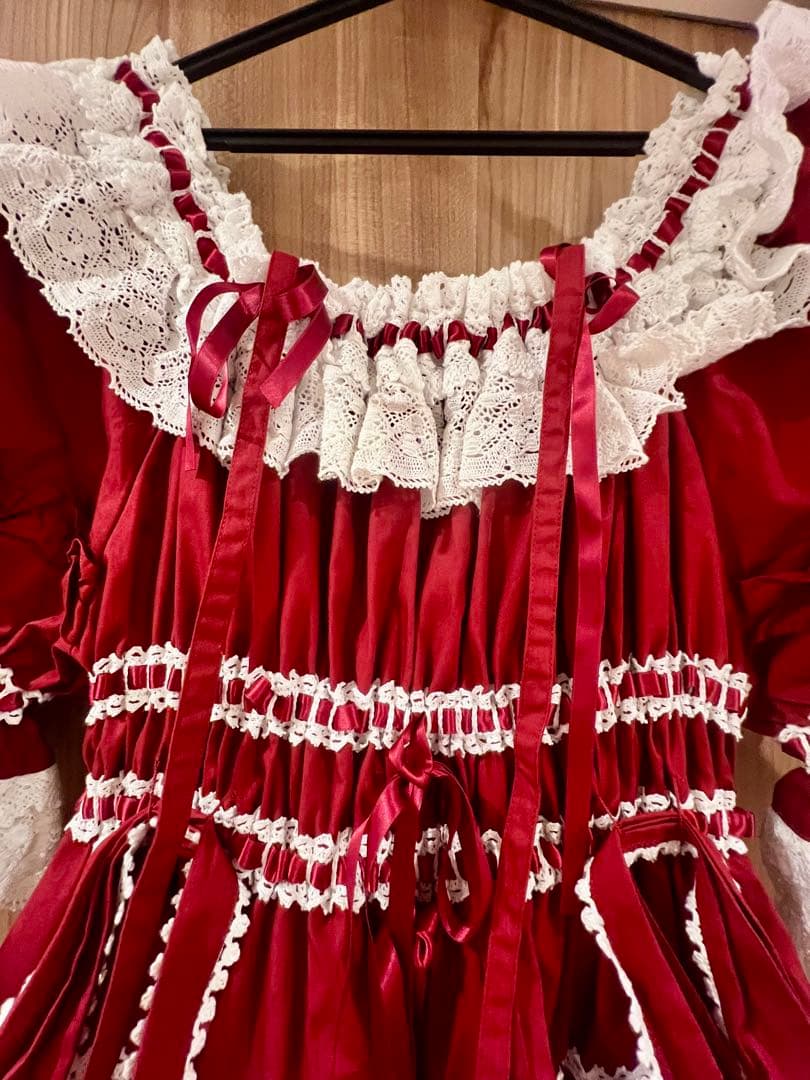BABY, Confiture Ribbon ワンピース エンジ、ヘッドドレス
