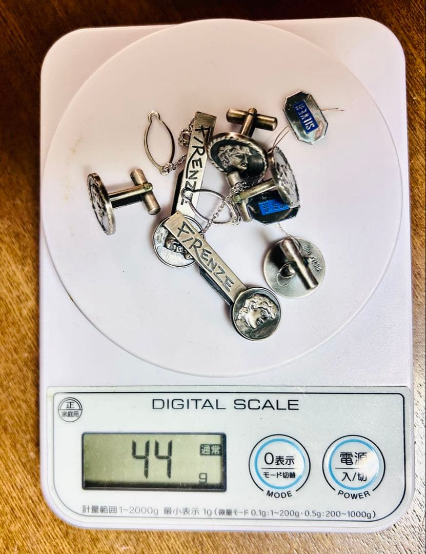 純銀900 ネクタイピン　カフスボタン セット　イタリア　フィレンツェ　2点