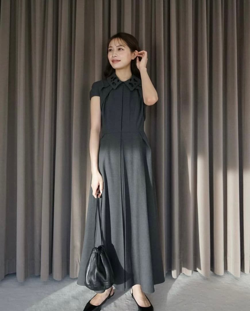 ワンピース L'AUBE BLANC Embroidery collar Dress