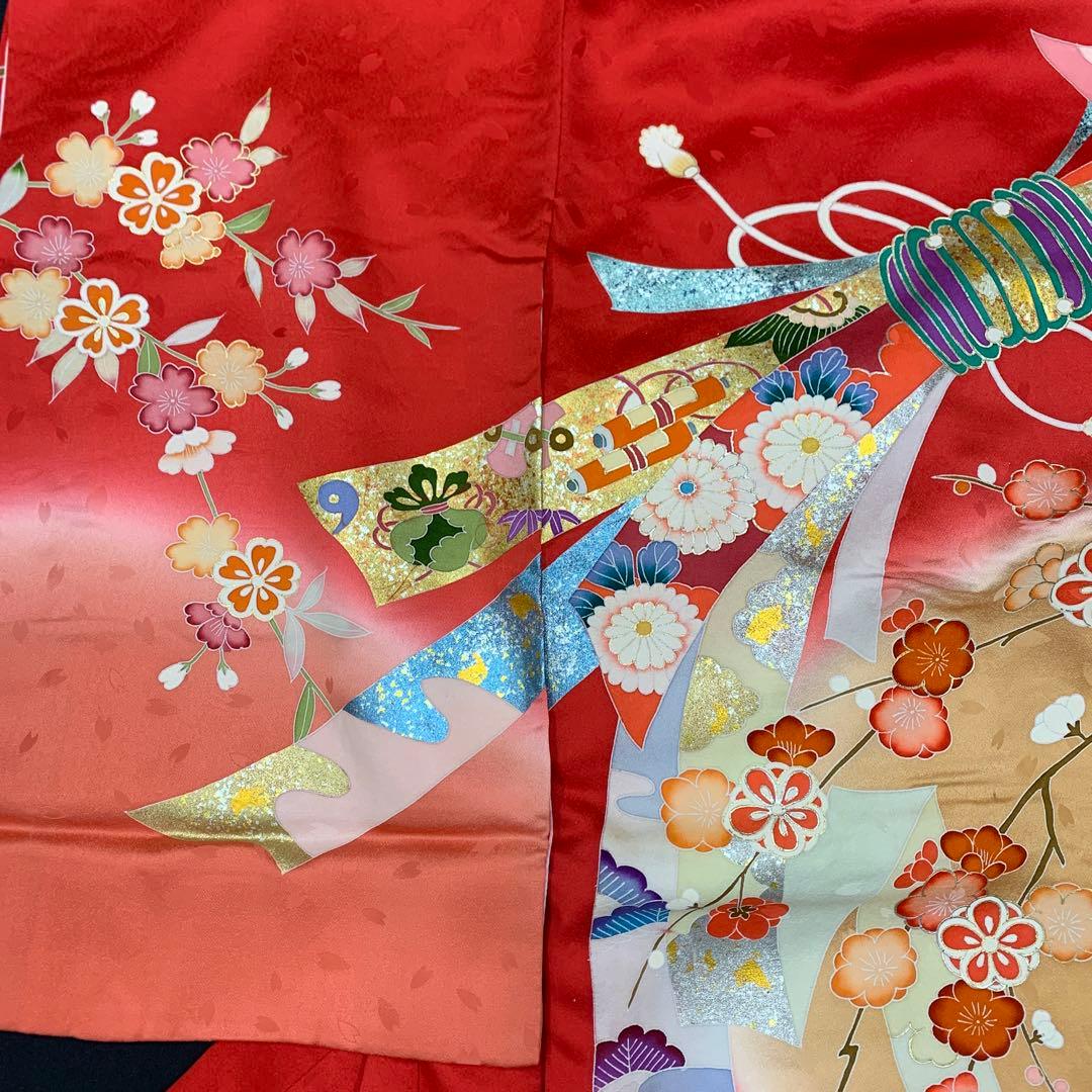 新品正絹産着☆最高級京友禅手描き美術、特撰本金、祝い四季花大熨斗古典上品ボカシ染