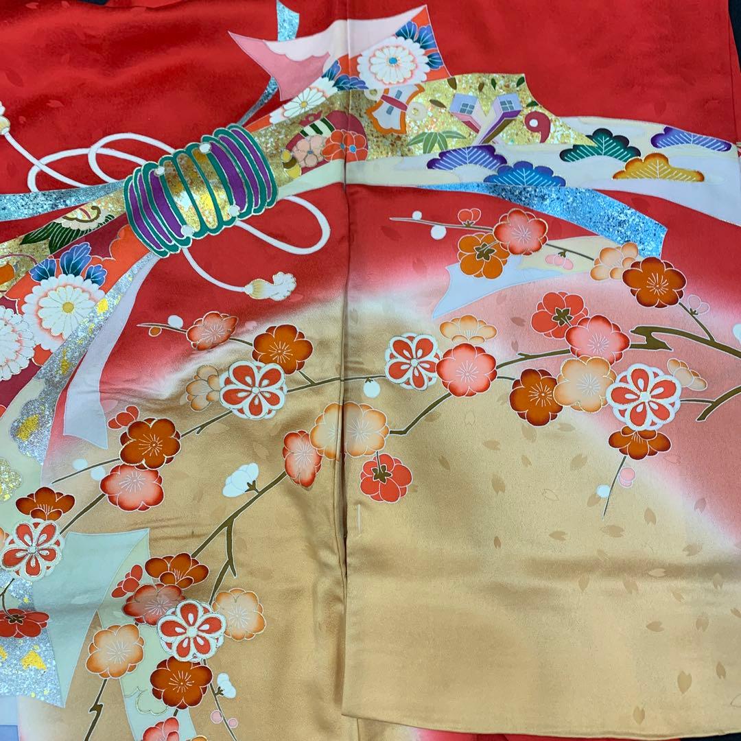 新品正絹産着☆最高級京友禅手描き美術、特撰本金、祝い四季花大熨斗古典上品ボカシ染