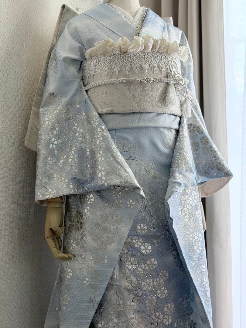 高級　振袖フルセット　水色　桂由美柄