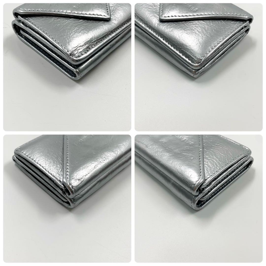 【✨美品✨】バレンシアガ 三つ折り財布 ペーパーミニウォレット シルバー