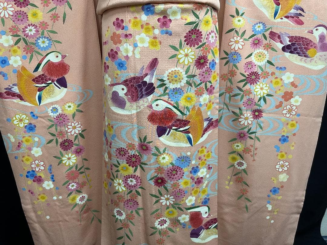 逸品 本加賀友禅 押田正義 桃色鴛鴦四季の花 フルセット