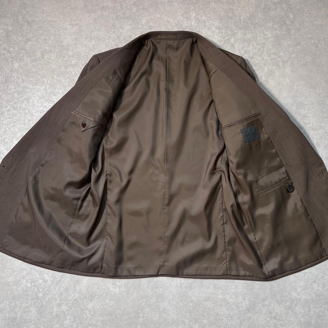 90s ヴィンテージ ダブルスーツ 古着セットアップ 成人式 ブラウン XL相当