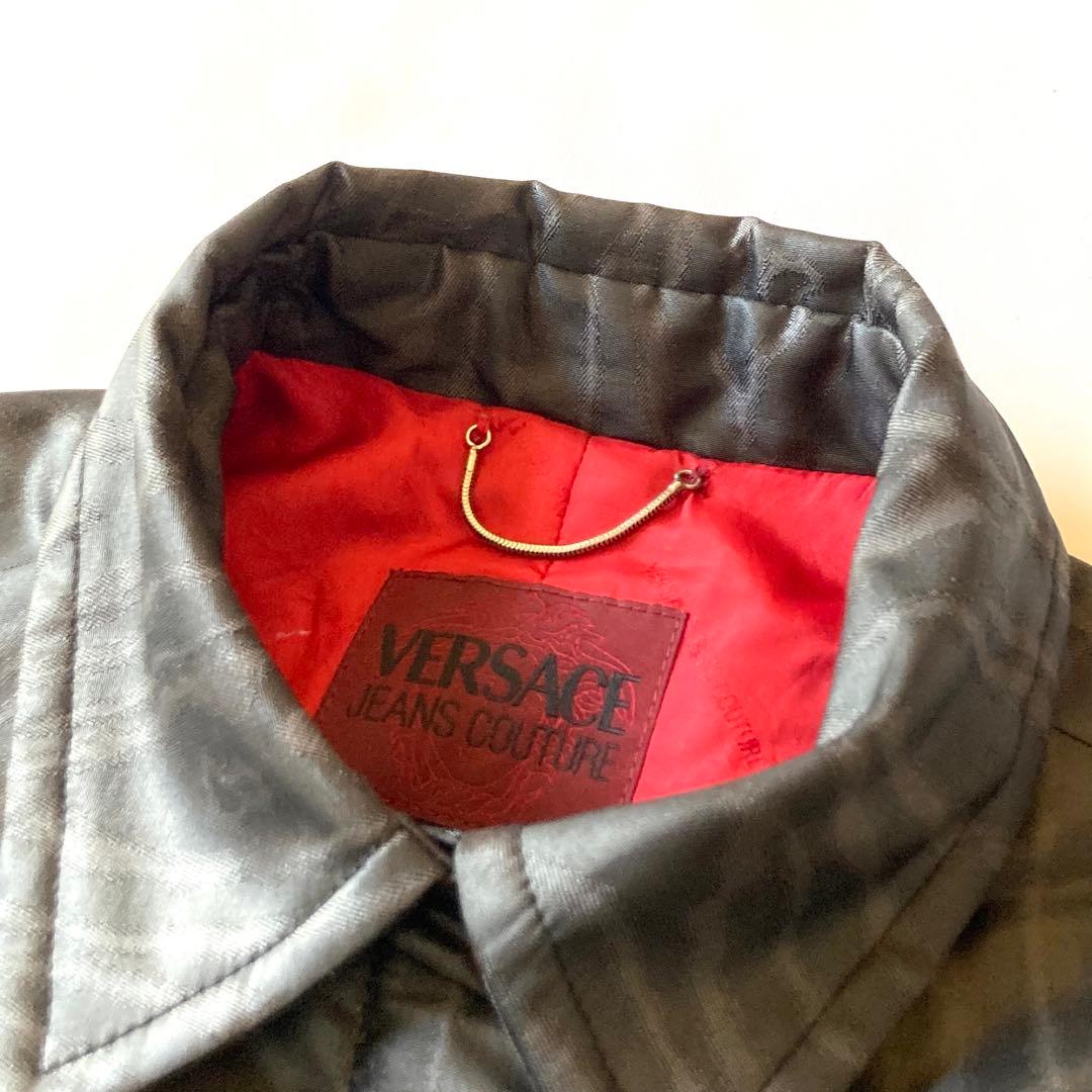 VERSACE ヴェルサーチ イタリア製 ロングコート シャドーロゴ 黒 Ｍ