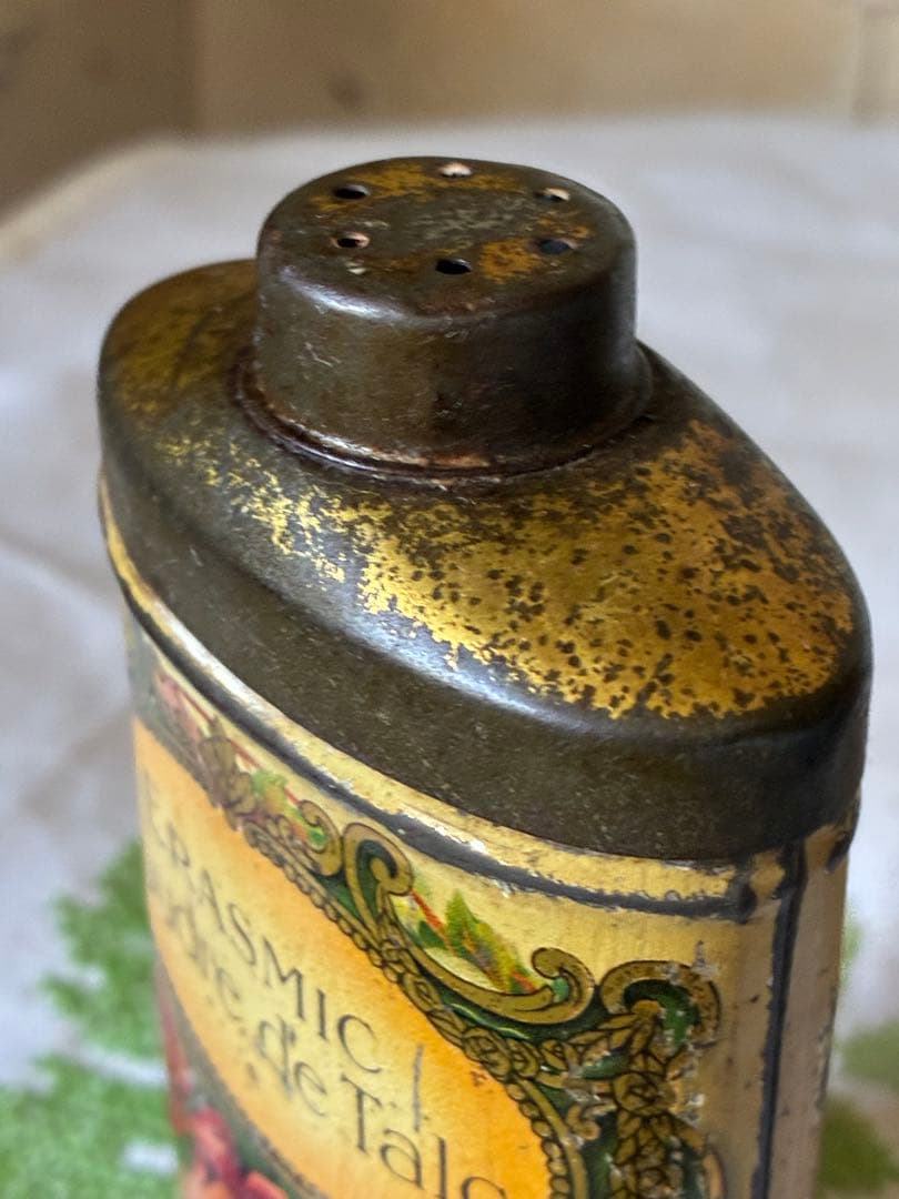 フランス　アンティーク　ティン缶　ローズ　パウダー　薔薇　1800年代　レア