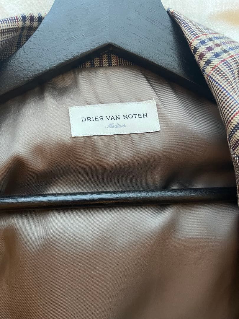 dries van noten ブラウン　チェックジャケット