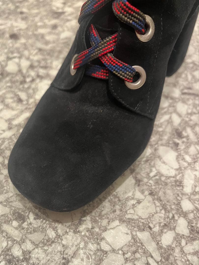 プラダ PRADA スエード ショートブーツ36 ブ ラック